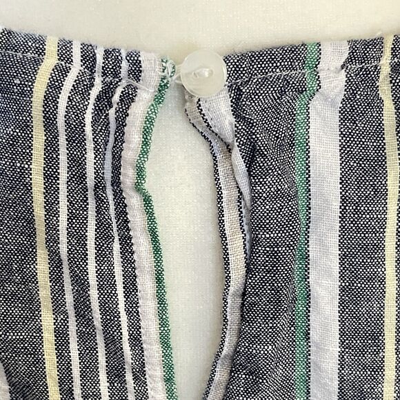 Liz Claiborne Dress Womens Plus Size 1X Striped Linen Cotton Pockets Knee Length - Picture 5 of 11